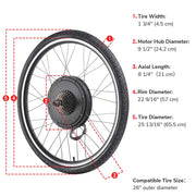 TheLAShop 48v 1000w 26 Inch Front/ Rear Electric Bicycle Motor Conversion Kit Image