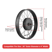 TheLAShop 48v 1000W 26in Front Fat Tire Electric Bicycle E-Bike Motor Kit Image