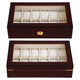 TheLAShop Lockable Watch Display Case 12-Slot Glass Top Wooden Image