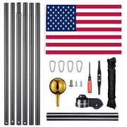 TheLAShop 20 ft Aluminum Sectional Flagpole Kit with US Flag Image