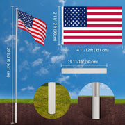 TheLAShop 20 ft Aluminum Sectional Flagpole Kit with US Flag Image