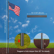 TheLAShop 20 ft Aluminum Sectional Flagpole Kit with US Flag Image