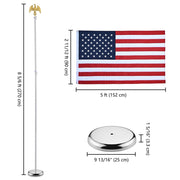 TheLAShop 8 ft Indoor Flag Poles with Stand Set of 2(Ball Eagle Options), Aluminum Pole Base+Eagle Image