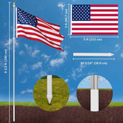 TheLAShop 10ft Flagpole Kit for House Yard Aluminum Sectional Poles Image