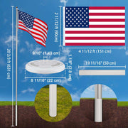 TheLAShop 20ft Sectional Flagpole Kit with Light Solar Powered Image