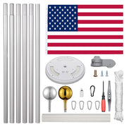 TheLAShop 20ft Sectional Flagpole Kit with Light Solar Powered Image