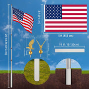 TheLAShop 20ft Telescoping Flagpole Kit with Deluxe Eagle & Ball Image