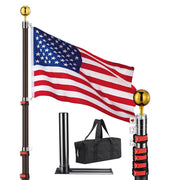 TheLAShop Telescoping Flagpole with Tire Mount (20ft,25ft,30ft Options), 20ft Black Image