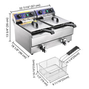 TheLAShop Deep Fryer w/ Oil Drain Timer Comml. Dual Basket 6.2Gal, 3000W Image