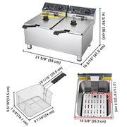 TheLAShop Deep Fryer Commercial 220V Dual Basket 6.4Gal Oil 7200W Image