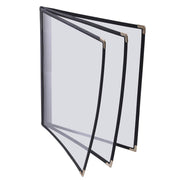 TheLAShop 8-1/2"x14" Clear Restaurant Menu Cover Folder 6 View 30ct/pk, Black Image