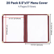 TheLAShop 8-1/2"x11" Clear Restaurant Menu Cover Folder 8 View 20ct/pk Image