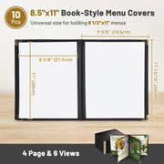 TheLAShop 10ct/pk PU Leather Menu Cover + PVC Holders 6-View 8-1/2x11 Image