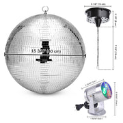 TheLAShop 16 inch Rotating Disco Ball and Spotlight Set RGB Image