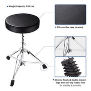 TheLAShop Swivel Drum Throne Adjustable Height Padded Seat Drummers Stool Image