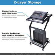 TheLAShop 9U Solid Steel Audio Mixer Rack with Crossbar 19" AV Cart Image