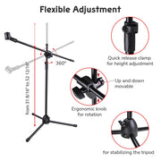 TheLAShop Mic Stand Boom Arm Dual Mic Mounts Height 2'8" to 5'11" Image