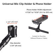 TheLAShop Mic Stand Boom Arm Mic Clip & Phone Holder Height 2'8" to 5'11" Image