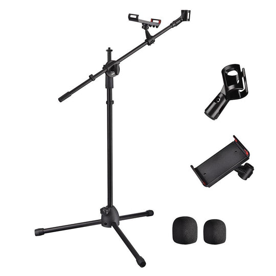 TheLAShop Mic Stand Boom Arm Mic Clip & Phone Holder Height 2'8" to 5'11"