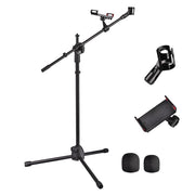 TheLAShop Mic Stand Boom Arm Mic Clip & Phone Holder Height 2'8" to 5'11" Image