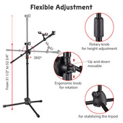 TheLAShop Mic Stand Boom Arm Dual Mic Mounts & Phone Holder 2'8" to 5'11"H Image