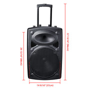 TheLAShop 15in Portable PA Speaker with Bluetooth Wireless Microphone Image