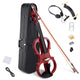 TheLAShop 4/4 Full Size Maple Silent Electric Violin Headphone Set w/ Case, Red Image