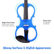 TheLAShop 4/4 Full Size Maple Silent Electric Violin Headphone Set w/ Case Image