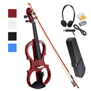 TheLAShop 4/4 Full Size Maple Silent Electric Violin Headphone Set w/ Case Image