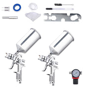 TheLAShop 2 Sprayer HVLP Spray Kit Auto Paint Gavity Feed Silver Image