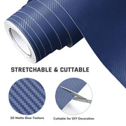 TheLAShop Blue Carbon Fiber Wrap 98ft x 5ft 3D Car Vinyl Sticker Roll Image