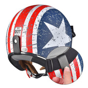 TheLAShop DOT Open Face Helmet with Visor American Flag Image