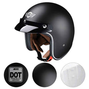 TheLAShop Open Face Helmet with Visor 3/4 DOT Matte Black Image