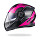 TheLAShop Modular Helmet RUN-M3 Flip Up DOT Black Pink, L(59-60cm) Image