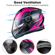 TheLAShop Modular Helmet RUN-M3 Flip Up DOT Black Pink Image