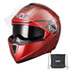 TheLAShop Helmet RUN-M Modular Helmet DOT Full Face Flip up Red, L(59-60cm) Image