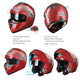 TheLAShop Helmet RUN-M Modular Helmet DOT Full Face Flip up Red Image