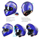 TheLAShop Helmet RUN-M Modular Helmet DOT Full Face Flip up Blue Image