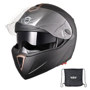 TheLAShop Helmet RUN-M Modular Helmet DOT Full Face Flip up Black Image