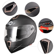 TheLAShop Helmet RUN-M Modular Helmet DOT Full Face Flip up Black Image