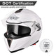 TheLAShop Helmet RUN-M Modular Helmet DOT Full Face Flip up White Image