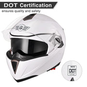 TheLAShop Helmet RUN-M Modular Helmet DOT Full Face Flip up White Image