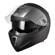 TheLAShop Helmet RUN-M Modular Helmet DOT Full Face Flip up Black, M(57-58cm) Image