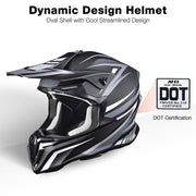 TheLAShop Black DOT Full Face Adult Offroad Helmet MX ATV Dirt Bike S-XL Image