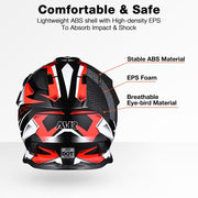 TheLAShop Black Red Dirt Bike Helmet Full Face DOT Lightweight Image