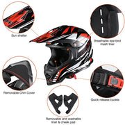 TheLAShop Black Red Dirt Bike Helmet Full Face DOT Lightweight Image