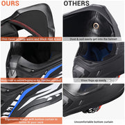 TheLAShop Black Blue Dirt Bike Helmet Full Face DOT Lightweight Image