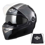 TheLAShop DOT Full Face Motorcycle Helmet Dual Visor ABS Shell Black, L(59-60cm) Image