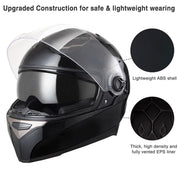 TheLAShop DOT Full Face Motorcycle Helmet Dual Visor ABS Shell Black, S(55-56cm) Image