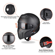 TheLAShop Helmet RUN-O6 Open Face Helmet with Visor DOT Image